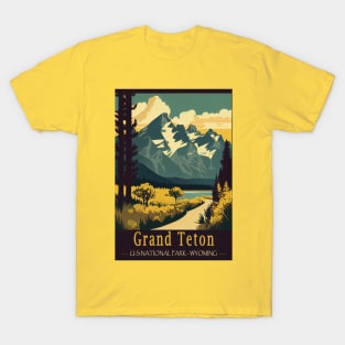 Grand Teton National Park Vintage Travel Poster T-Shirt